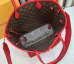 Louis Vuitton Neverfull Bandouliere Inside Out MM Tote In Monogram Canvas And Rouge Sari Textile - Image 9