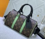 Louis Vuitton Monogram Macassar Canvas Keepall Bandouliere 25 In Minty Green - Image 2