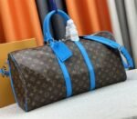 Louis Vuitton Monogram Macassar Canvas Keepall Bandouliere 50 In Gaston Blue - Image 2