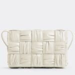 Top Quality Replica Bottega Veneta Cassette Bag In White Foulard Intreccio Calfskin