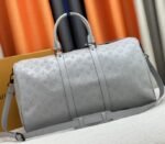 Louis Vuitton Monogram Shadow Leather Keepall Bandouliere 50 With Leather Strap In Anthracite Gray - Image 3