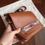 Caramel replica Hermes Mini Sac Roulis handbag - Image 7