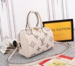Louis Vuitton Bicolor Monogram Empreinte Leather Speedy Bandouliere 25 Handbag In Cream And Bois De Rose Pink - Image 2