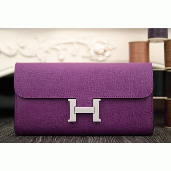 651EA3A4-8853-110A-EC4E-2B21F48B0979.jpg Purple fake designer Hermes Constance wallet - Image 1