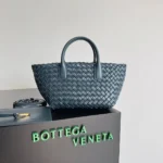 Top Quality Fake Bottega Veneta Cabat Mini Bag In Navy Blue Intrecciato Lambskin - Image 8