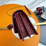 Fake Saint Laurent Sunset Medium Chain Bag Bordeaux Crocodile-embossed Leather - Image 4