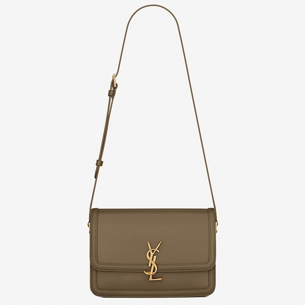 66927F12-FD7D-2CE2-D22F-5BA3EF1DCAF8.jpg Fake Saint Laurent Medium Solferino Bag Khaki Green Calfskin - Image 1