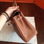 Brown Swift Fake Hermes Kelly Retourne 32cm Soft Leather Handbag - Image 8