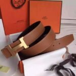 Top-quality fake Hermes Kits belt featuring Constance buckle in brown epsom