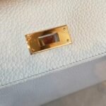 White Clemence Imitation Hermes Kelly Retourne 28cm Chic Tote - Image 5