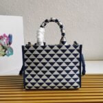 Prada Symbole Small Bag Knockoff in White/Blue Jacquard Fabric - Image 5