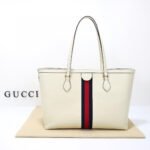 Ophidia medium leather tote in white - Image 3