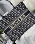 Dior Medium Book Tote Bag Replica in Blue Dior Oblique Embroidery - Image 4
