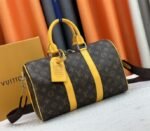 Louis Vuitton Monogram Macassar Canvas Keepall Bandouliere 35 In Safran Yellow - Image 2