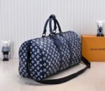 LV Monogram Shadow Keepall Bandouliere 50 In Navy Blue - Image 2