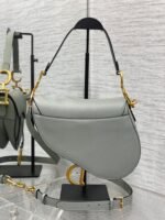 Dior Saddle Bag with Strap Fake in Grey Stone Grained Calfskin - Image 7