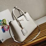 White Prada Double Medium Tote Bag Knockoff - Image 4