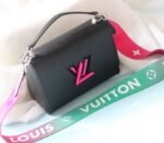 Louis Vuitton Epi Leather Twist MM Handbag In Black With Gradient Strap - Image 4
