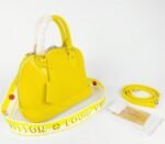 Louis Vuitton Epi Leather Alma BB Handbag In Cedrat Yellow With Jacquard Strap - Image 8