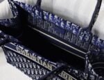 Dior Medium Book Tote Bag Knockoff in Blue Velvet Oblique Embroidered - Image 8