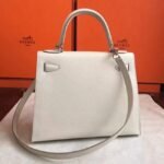 White Epsom Knockoff Hermes Kelly Sellier 28cm Structured Handbag - Image 3