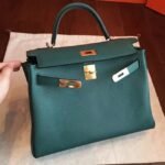 Malachite Clemence Knockoff Hermes Kelly Retourne 32cm Stylish Bag - Image 6
