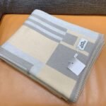 Fake Hermes Ithaque blanket in grey wool and cashmere - Image 4
