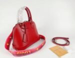 Louis Vuitton Epi Leather Alma BB Handbag In Red With Jacquard Strap - Image 6