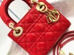 Dior Lady Dior Mini Chain Bag Knockoff with Chain in Red - Image 6