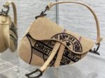 Dior Saddle Bag Knockoff in Beige Jute Canvas with Dior Union Motif - Image 2