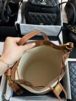 Small drawstring cabas marin in TEXTILE AND CALFSKIN - Image 3