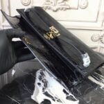 Black Crocodile Replica Hermes Kelly Cut Clutch Exotic Skin Bag - Image 4
