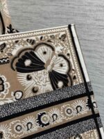 Dior Large Book Tote Bag Fake in Beige Butterfly Bandana Embroidery - Image 3