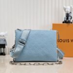 Louis Vuitton Coussin PM Bag In Turquoise Blue With Jacquard Strap