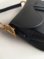 Dior Saddle Bag with Strap Fake in Black Grained Calfskin - Image 3
