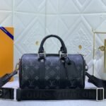 Louis Vuitton Monogram Eclipse Canvas Keepall Bandouliere 25 Travel Bag