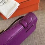 Cyclamen Epsom Knockoff Hermes Kelly Pochette Light Purple Clutch - Image 4