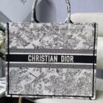 Dior Large Book Tote Bag Replica in Blue Toile de Jouy Flowers Embroidery