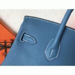 Luxury Hermes Birkin 25cm Counterfeit in Blue Jean Color - Image 6