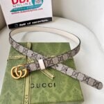 WIDE LEATHER BELT WITH DOUBLE G BUCKLE - Image 4