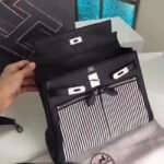 Black Toile   Swift Knockoff Hermes Kelly Lakis 32cm Hybrid Bag - Image 6