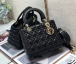 Dior Lady Dior Medium Bag Fake in Black Cannage Lambskin - Image 7