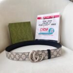 WIDE LEATHER BELT WITH DOUBLE G BUCKLE