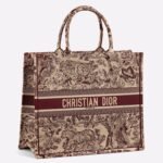 Dior Large Book Tote Bag Fake in Bordeaux Toile de Jouy Embroidery