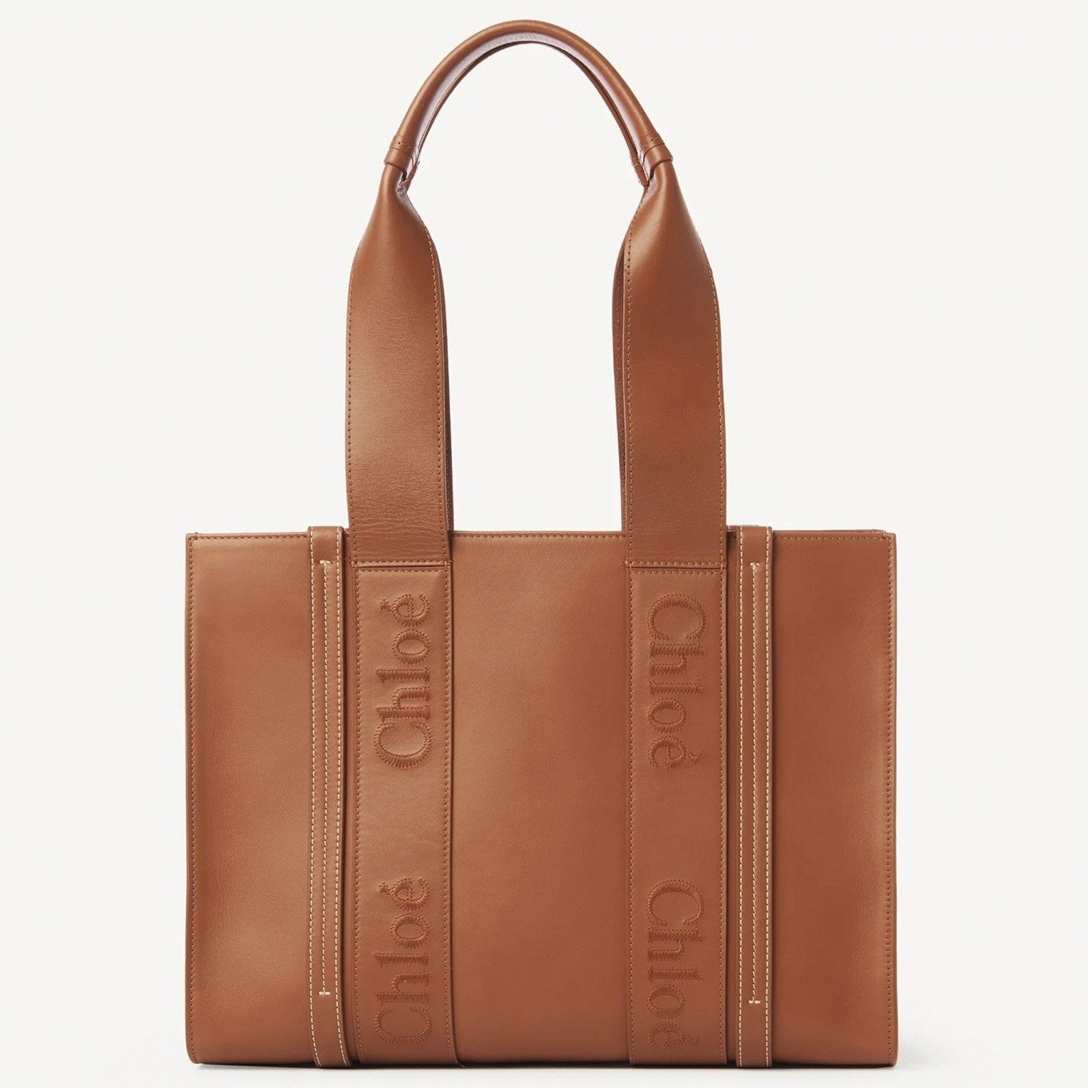 702927DE-9EC7-A743-8742-28B88A712EA7.jpg Top Quality Faux Chloe Woody Medium Tote Bag In Brown Calfskin - Image 1