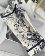 Dior Small Book Tote Bag Faux in White Toile de Jouy Zodiac Embroidery - Image 5