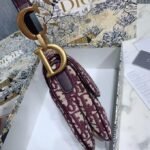 Dior Saddle Bag Faux in Burgundy Dior Oblique Jacquard - Image 3
