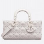 Dior Lady D-Joy Medium Bag Knockoff in White Calfskin with Diamond Motif