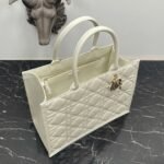 Dior Medium Book Tote Bag Knockoff with Strap in White - Image 6