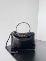 Knockoff Balenciaga Rodeo Mini Bag Black Crocodile Embossed Calfskin - Image 3